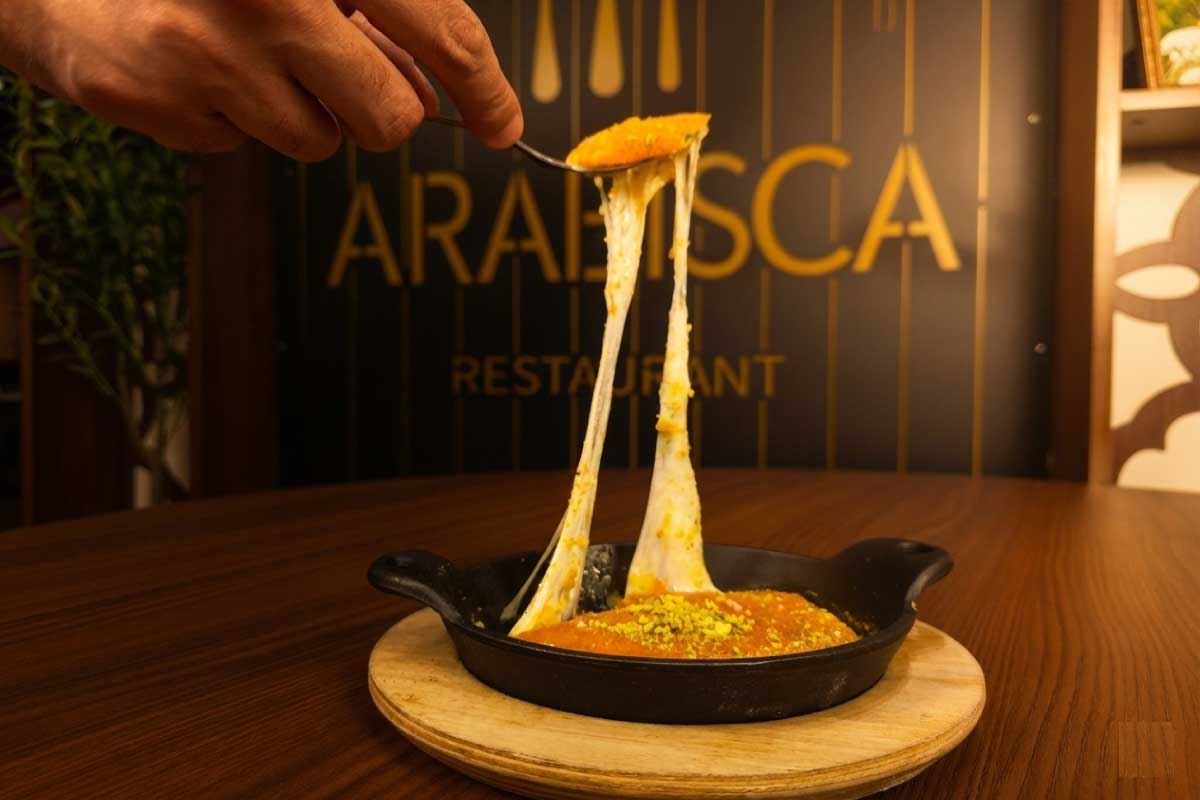 Kunafa cheese served at Arabisca